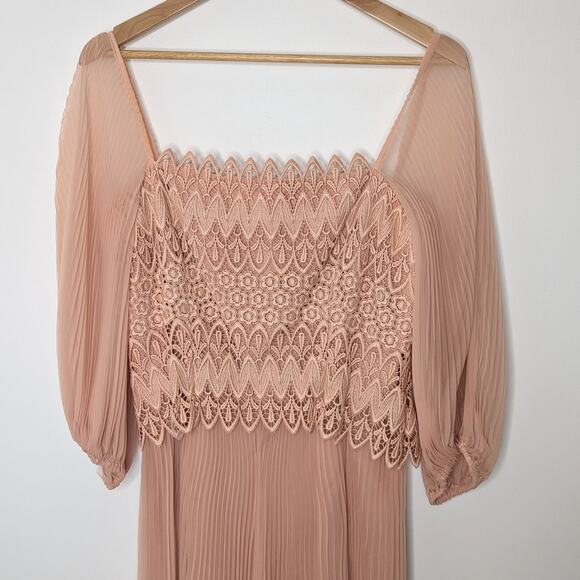 70's Accordion Pleated Maxi Dress - Picture 2 of 7